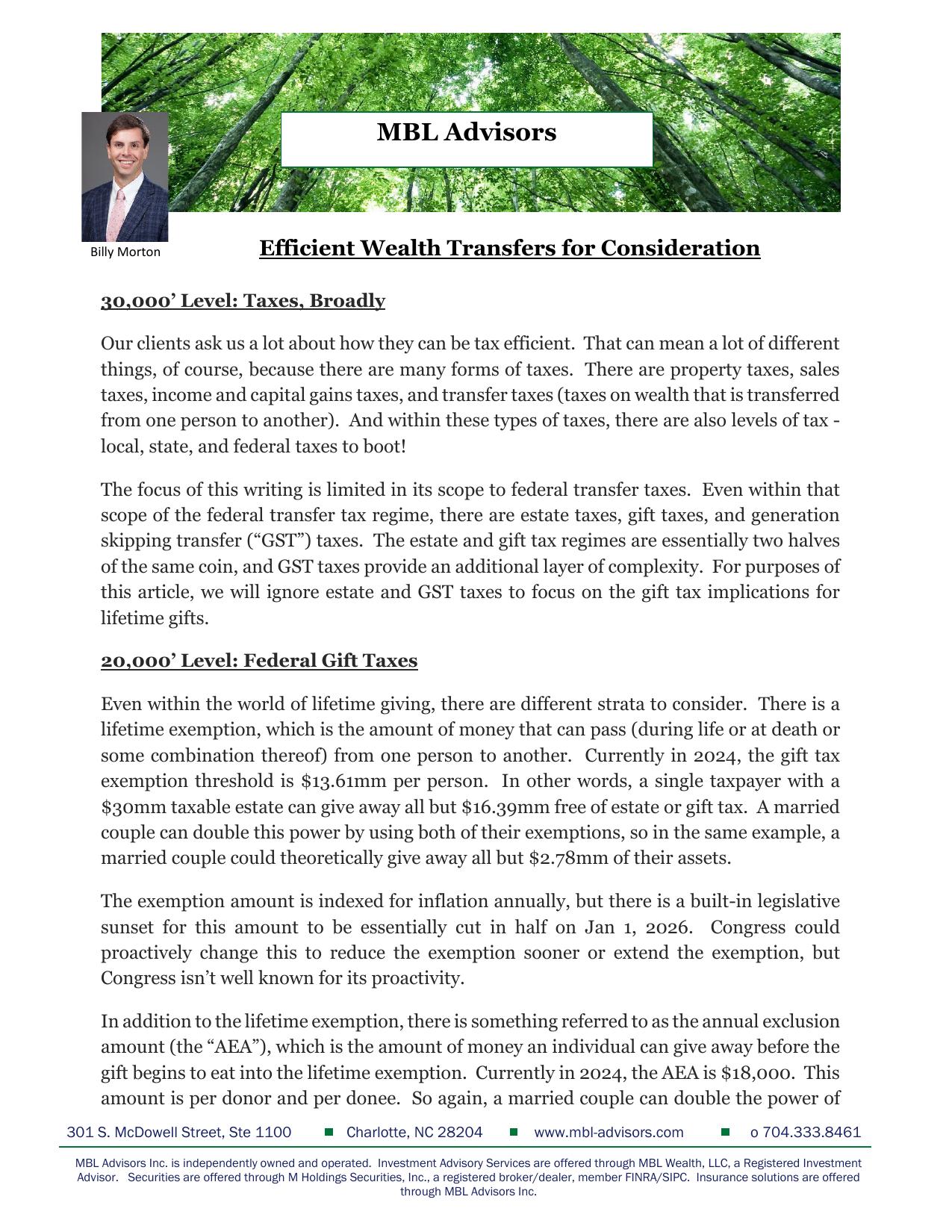 Efficient Wealth Transfers — page 1